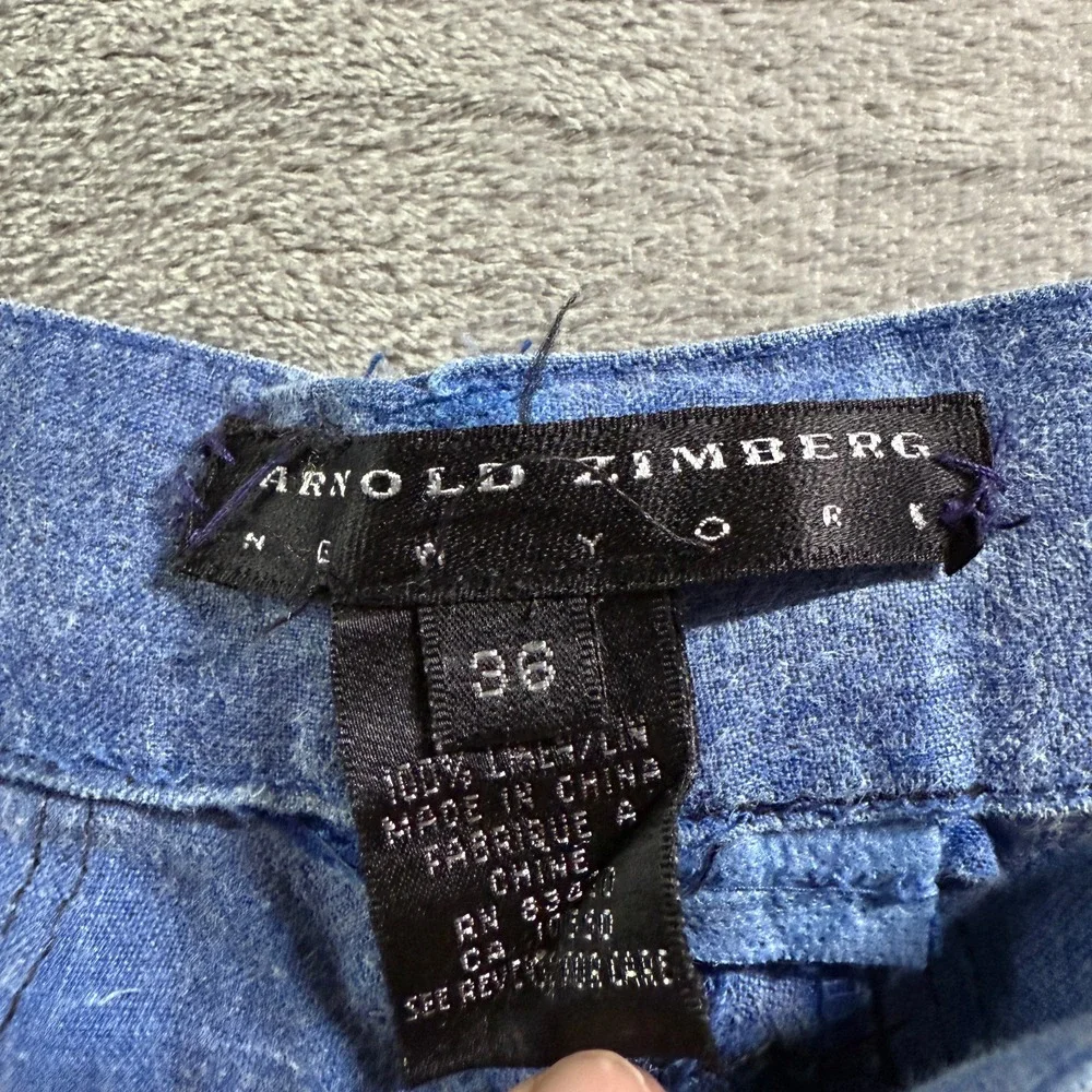 VTG Arnold Zimberg Linen Pants Straight‎ Leg Casual Blue Trousers Mens Size 36